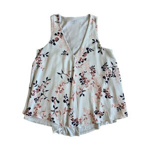 Loft Flowy Chiffon Tank Top Floral Size Small